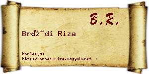 Bródi Riza névjegykártya